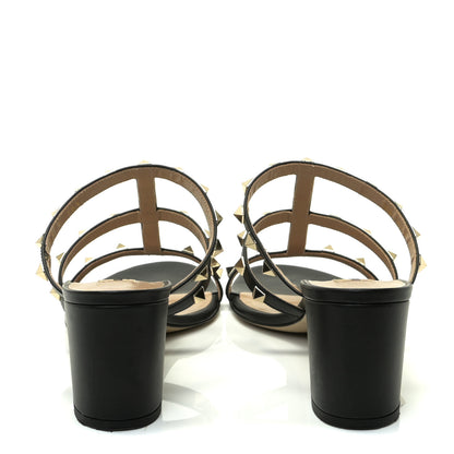 Valentino Garavani Calfskin Rockstud 60mm Caged Slide Sandals 38.5 Black 5 of 10