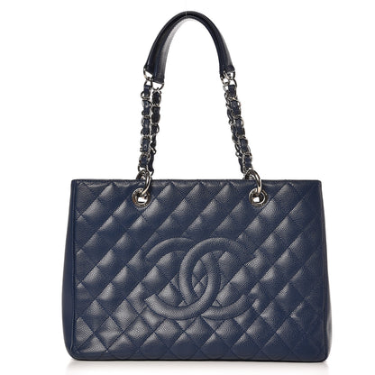 Chanel Caviar Quilted Grand Shopping Tote GST Dark Blue 1 of 9