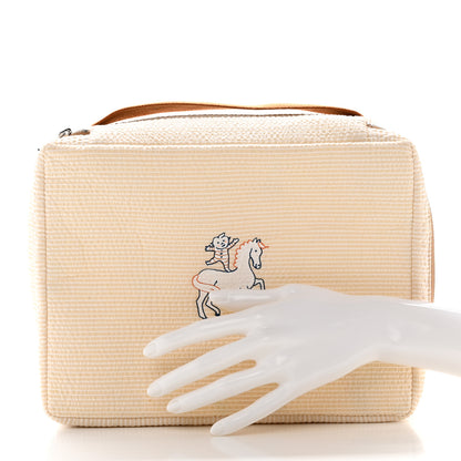 Hermes Printed Cotton Embroidered Medium Toogo Cabriole Case Biscuit 2 of 20