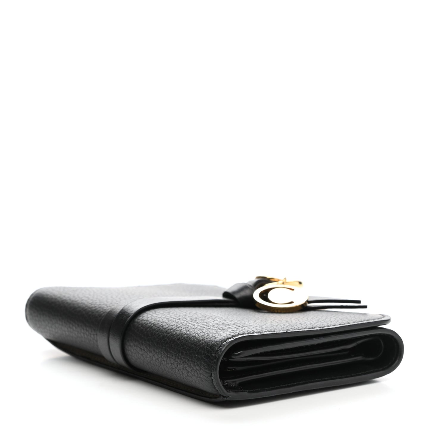 Grained Calfskin Alphabet Compact Wallet Black