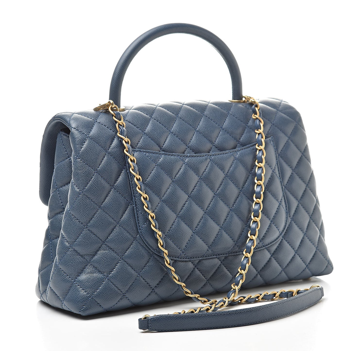 Caviar Quilted Medium Coco Handle Flap Blue