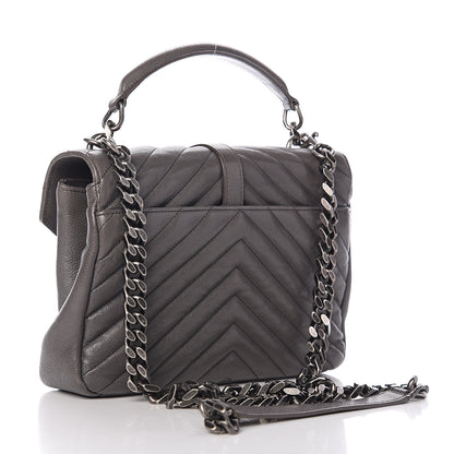 Saint Laurent Sheepskin Matelasse Chevron Monogram Medium College Bag Light Coal 2 of 10