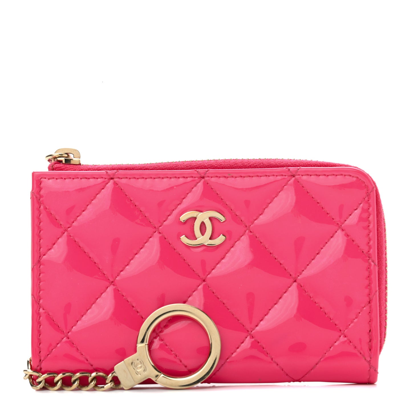 Patent Quilted Key Holder Case Pink