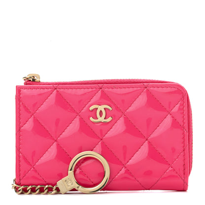Chanel Patent Quilted Key Holder Case Pink 1 of 10