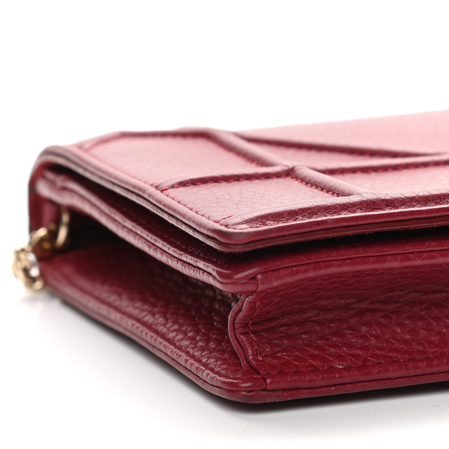 Christian Dior Grained Calfskin Diorama Wallet on Chain Pouch Burgundy 6 of 7