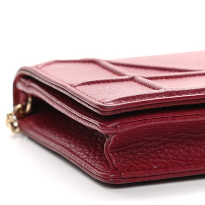 Christian Dior Grained Calfskin Diorama Wallet on Chain Pouch Burgundy 6 of 7