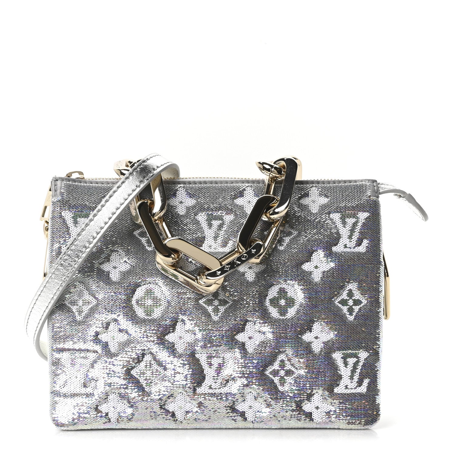 Louis Vuitton Satin Sequin Embroidered Monogram Coussin BB Silver 1 of 9