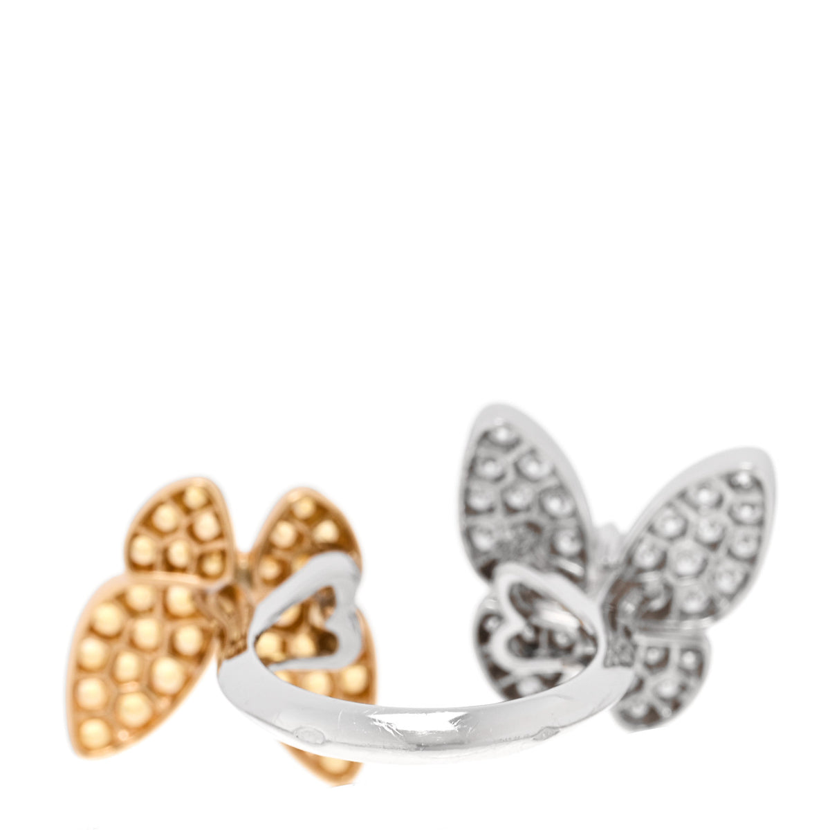 18K White Yellow Gold Diamond Yellow Sapphire Two Butterfly Between The Finger Ring  50 5.25