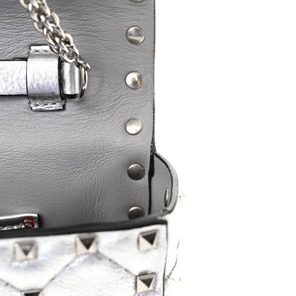 Valentino Garavani Metallic Nappa Rockstud Spike Shoulder Bag Silver 13 of 15