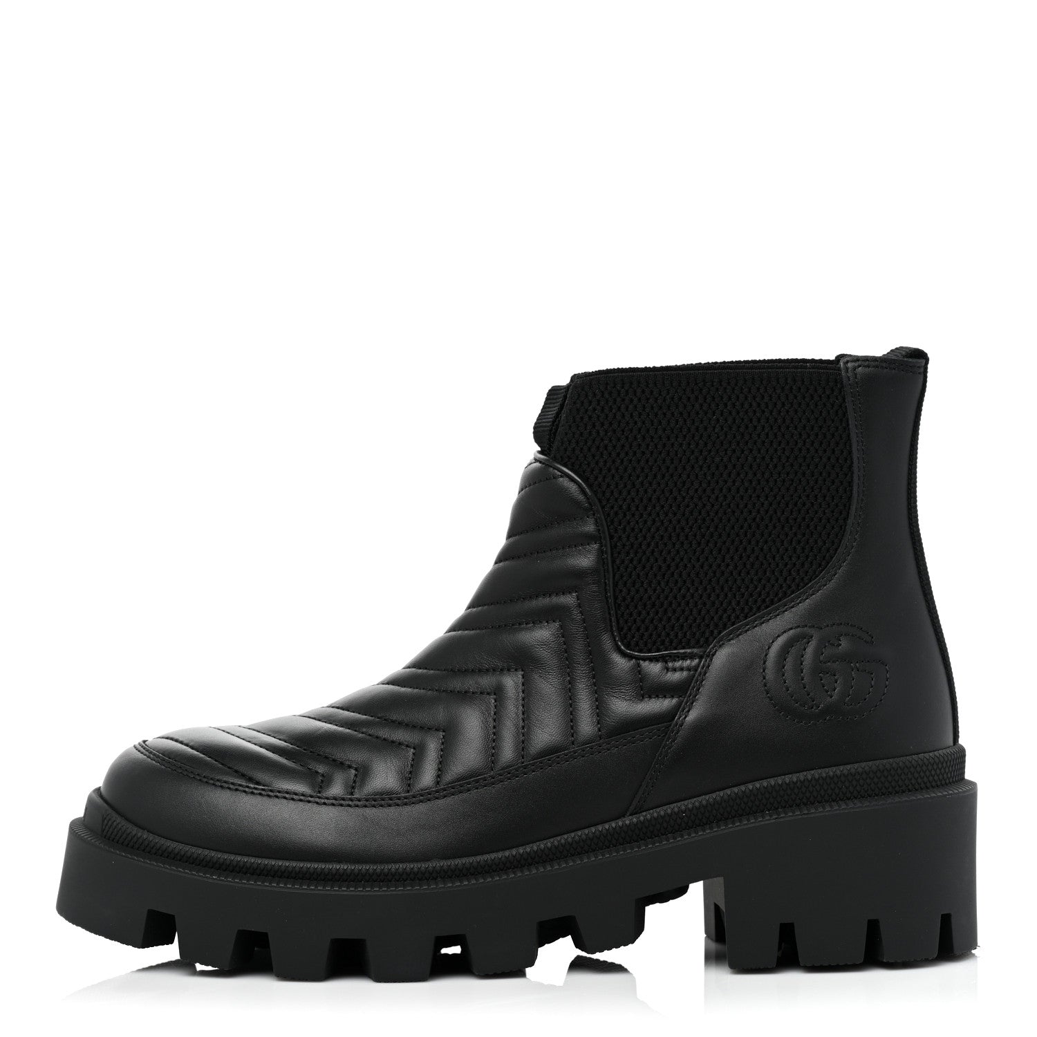 Gucci Calfskin Nappa Matelasse Frances Chelsea Boots 39 Black 1 of 8
