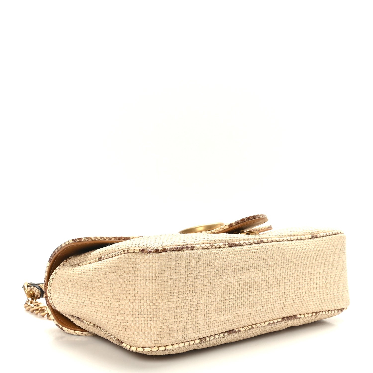 Gucci Raffia Elaphe Matelasse Small GG Marmont Shoulder Bag Natural Cream Brown 4 of 9