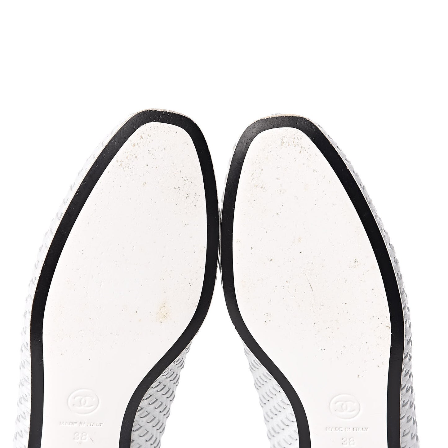 Lambskin Calfskin Braided Mocassin Loafers 38 Black White