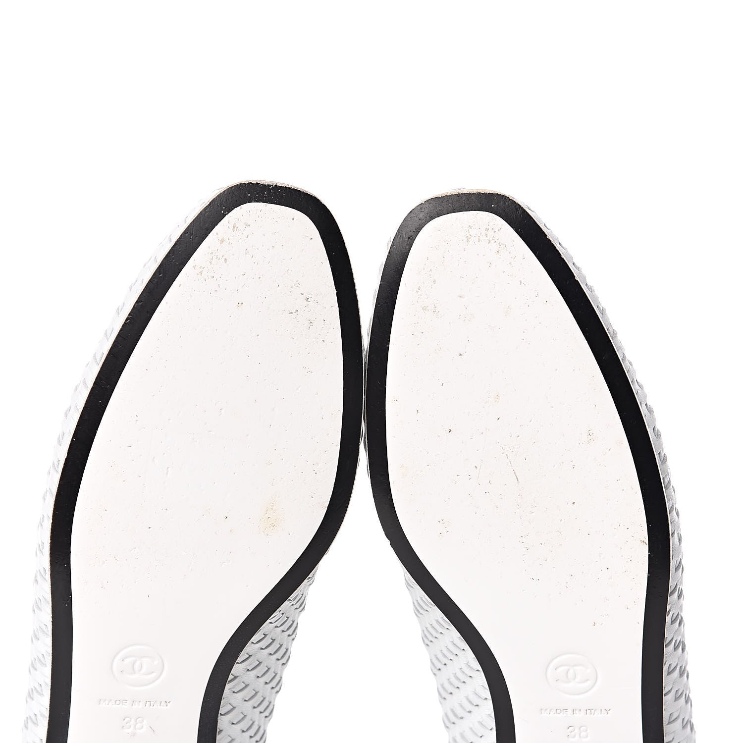 Chanel Lambskin Calfskin Braided Mocassin Loafers 38 Black White 6 of 9