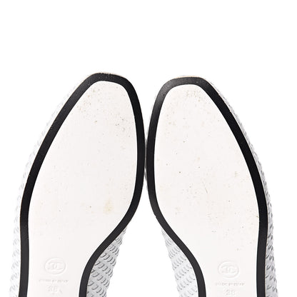 Chanel Lambskin Calfskin Braided Mocassin Loafers 38 Black White 6 of 9