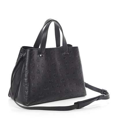 MCM Calfskin Ottomar Monogram Large Essential Tote Black 3 of 9