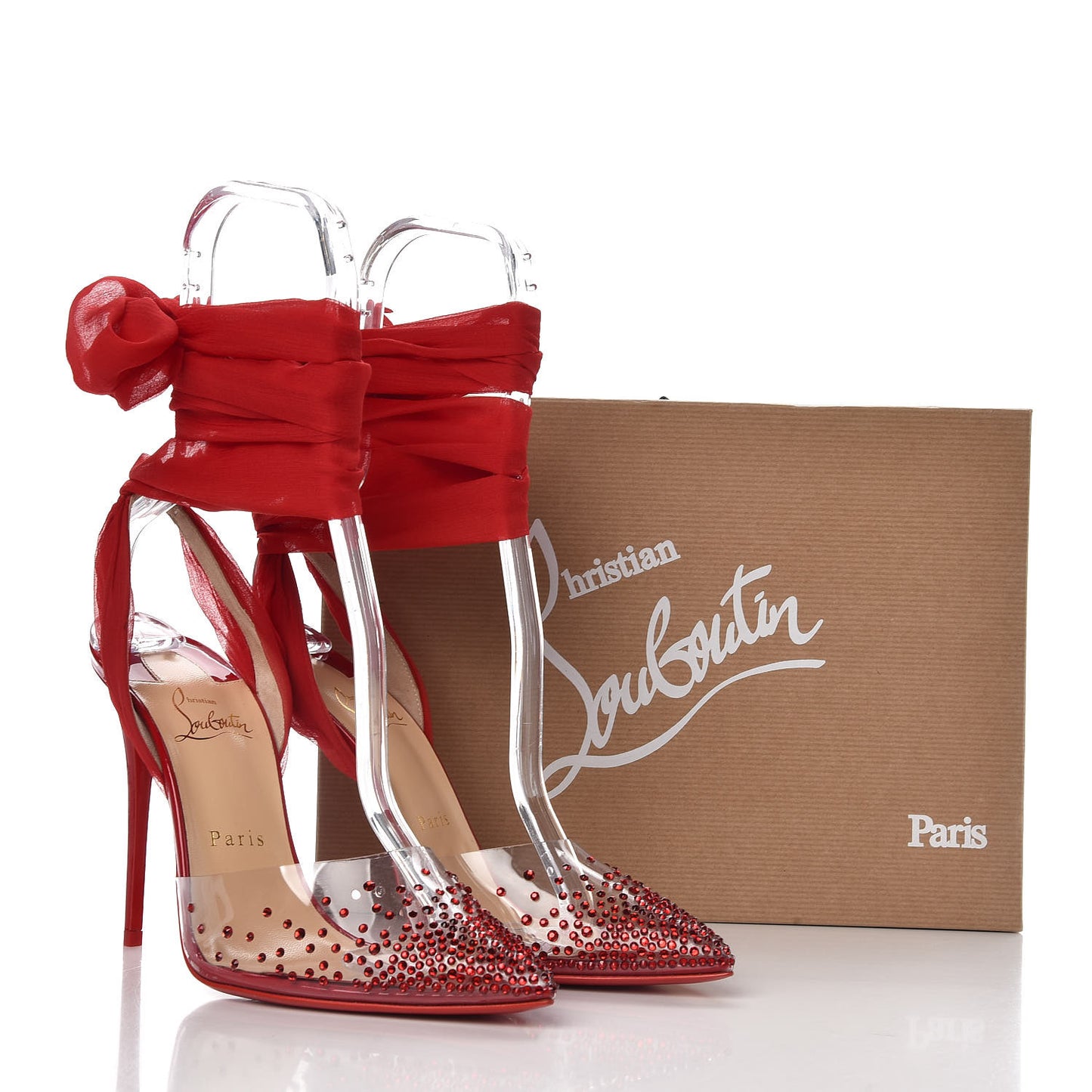 Crystal PVC Chiffon Miragirl 100 Pumps 39.5 Red