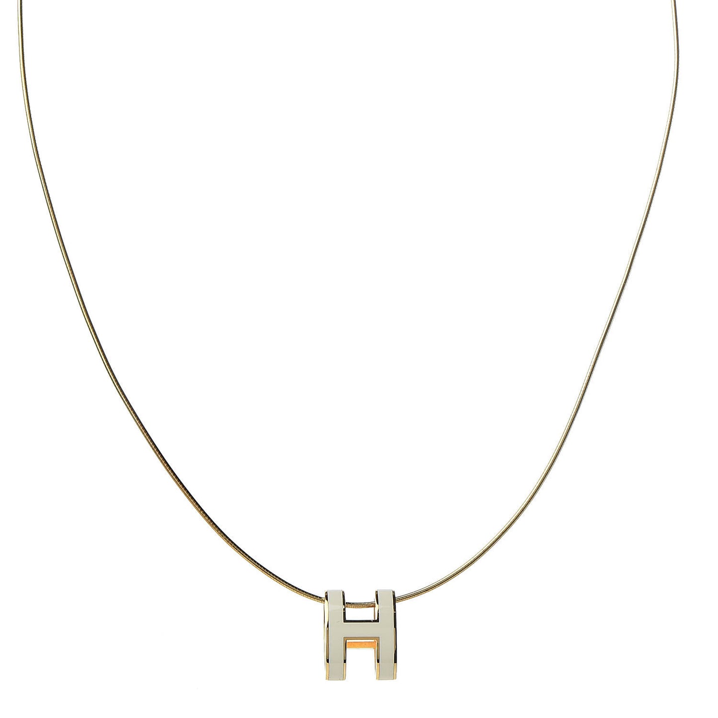 Lacquered Gold Pop H Pendant Necklace White