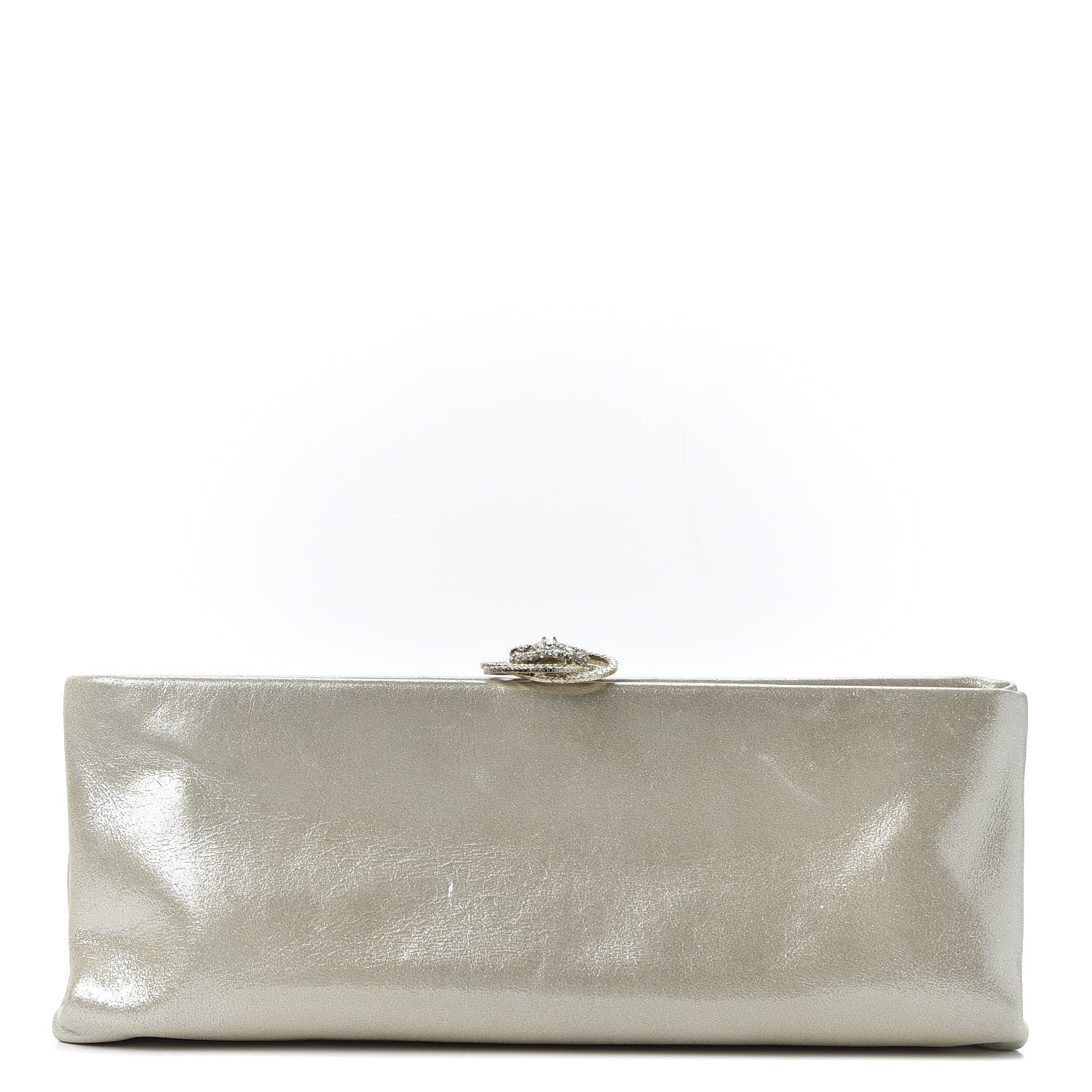 Chanel Iridescent Calfskin Crystal Camellia Evening Clutch Champagne 1 of 10