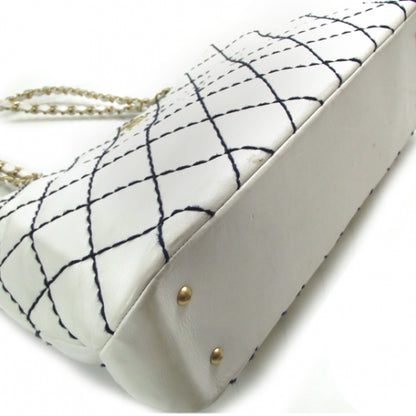 Chanel Lambskin Contrast Stitch Tote White 5 of 11