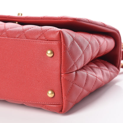 Chanel Caviar Quilted Small Coco Handle Flap Red 7 of 11