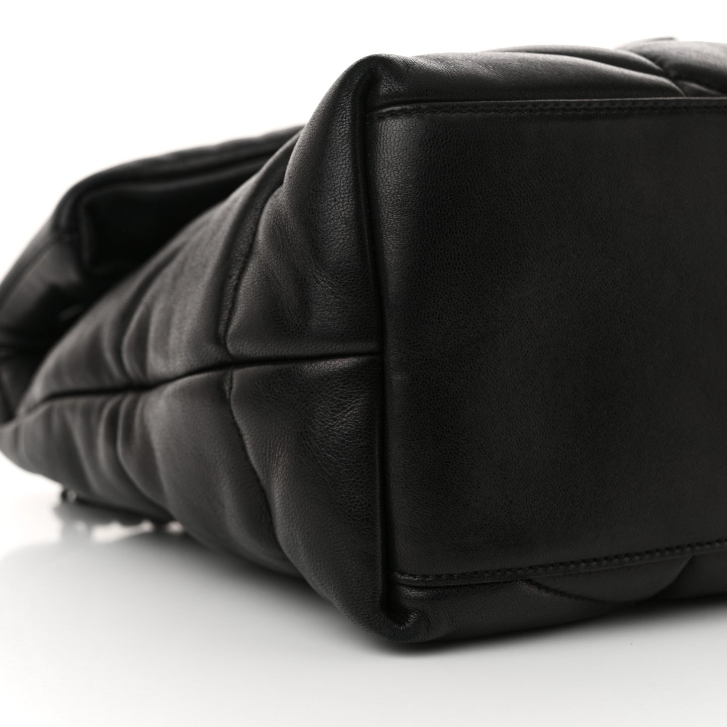Lambskin Quilted Monogram Monochrome Medium Loulou Puffer Chain Satchel Black