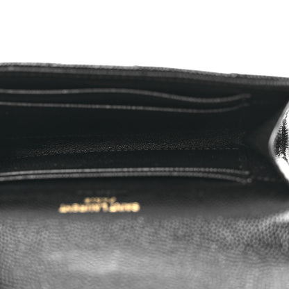 Saint Laurent Grain De Poudre Matelasse Chevron Small Monogram Envelope Wallet Black 5 of 7