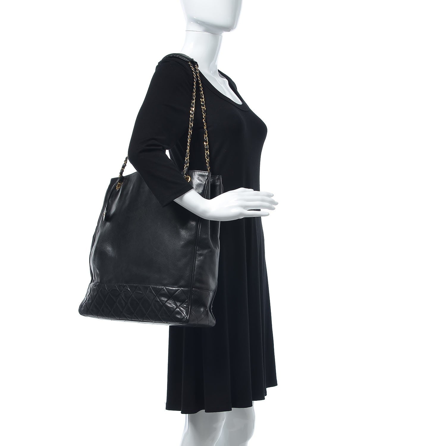Chanel Lambskin Quilted Shopping Tote Black 2 of 11
