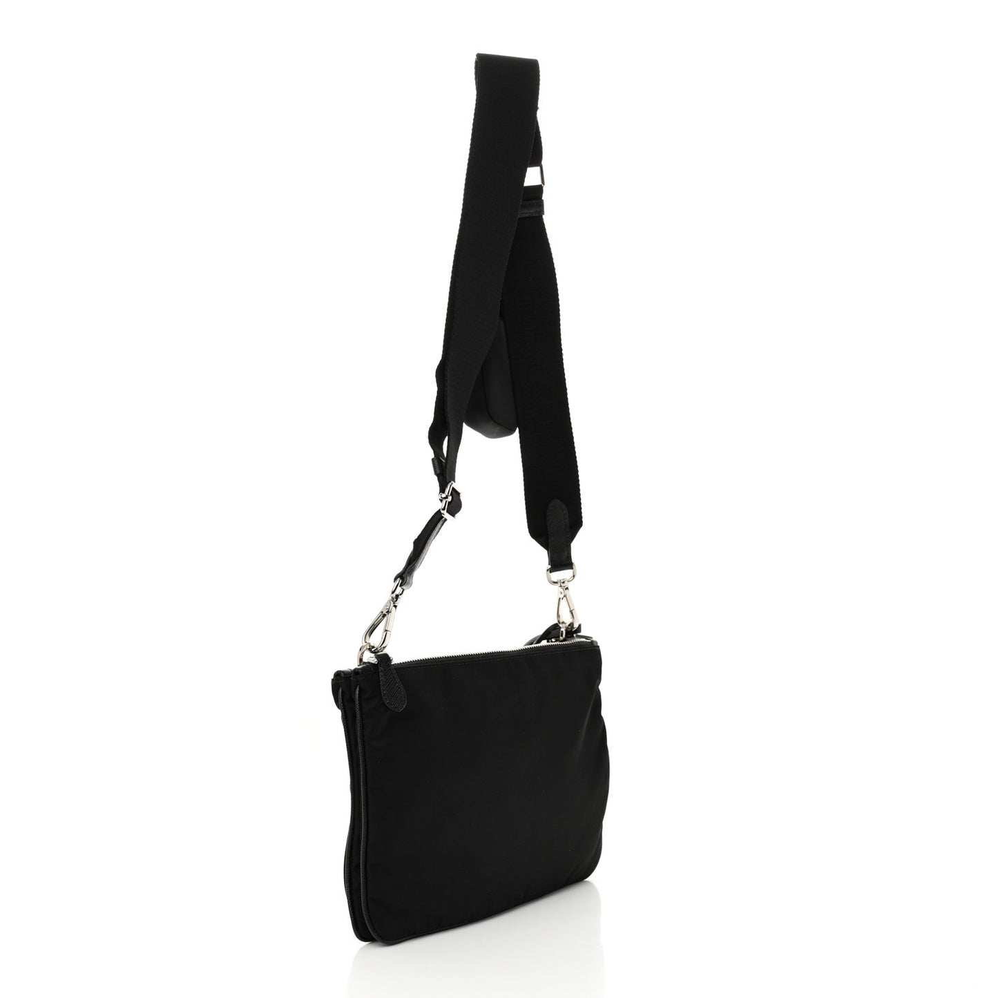 Re-Nylon Saffiano Re-Edition 2000 Double Zip Crossbody Bag Black