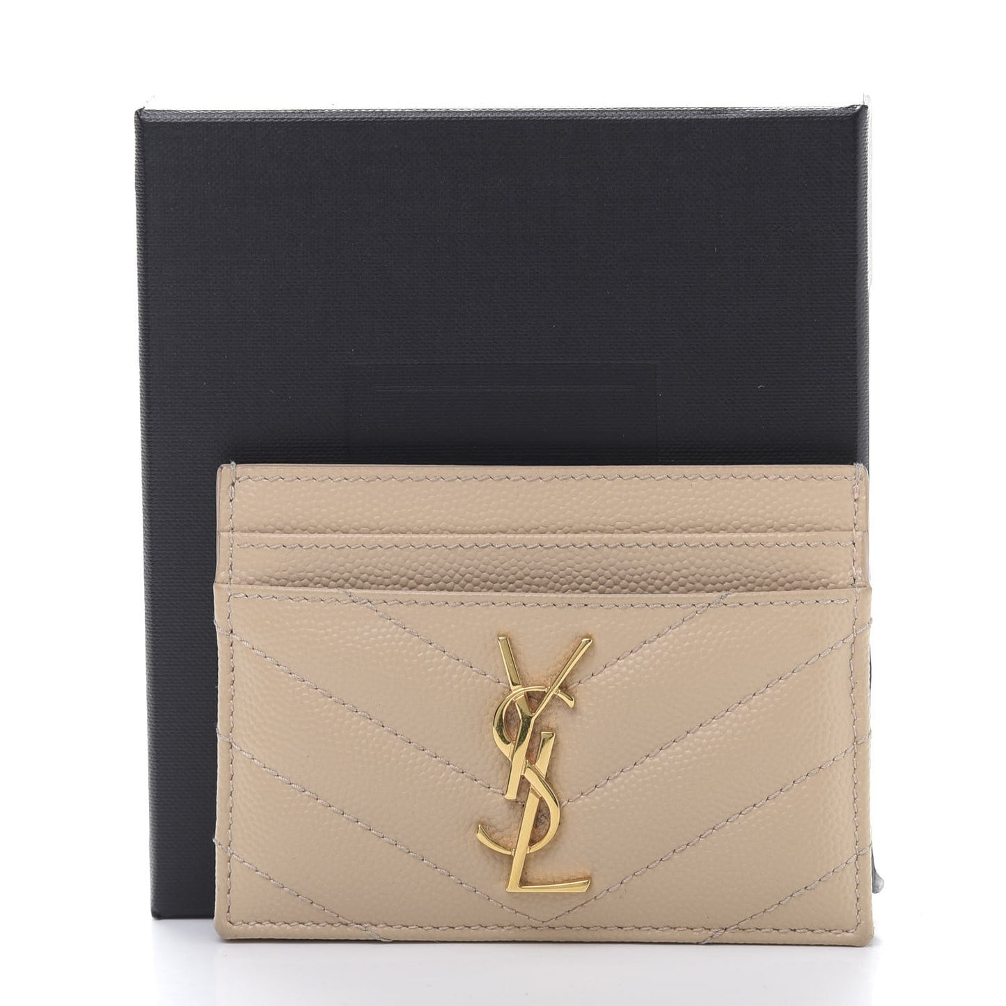 Grain De Poudre Matelasse Chevron Monogram Credit Card Case Nude Powder