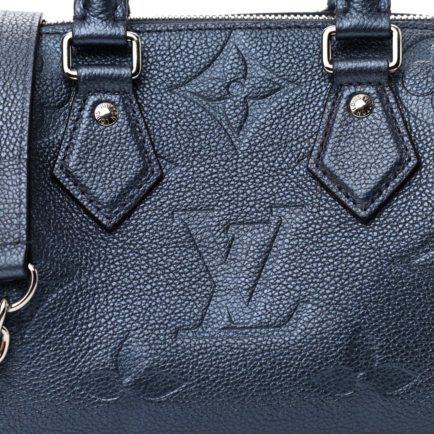 Louis Vuitton Metallic Empreinte Monogram Giant Speedy Bandouliere 20 Navy Nacre 7 of 9