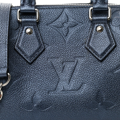 Louis Vuitton Metallic Empreinte Monogram Giant Speedy Bandouliere 20 Navy Nacre 7 of 9