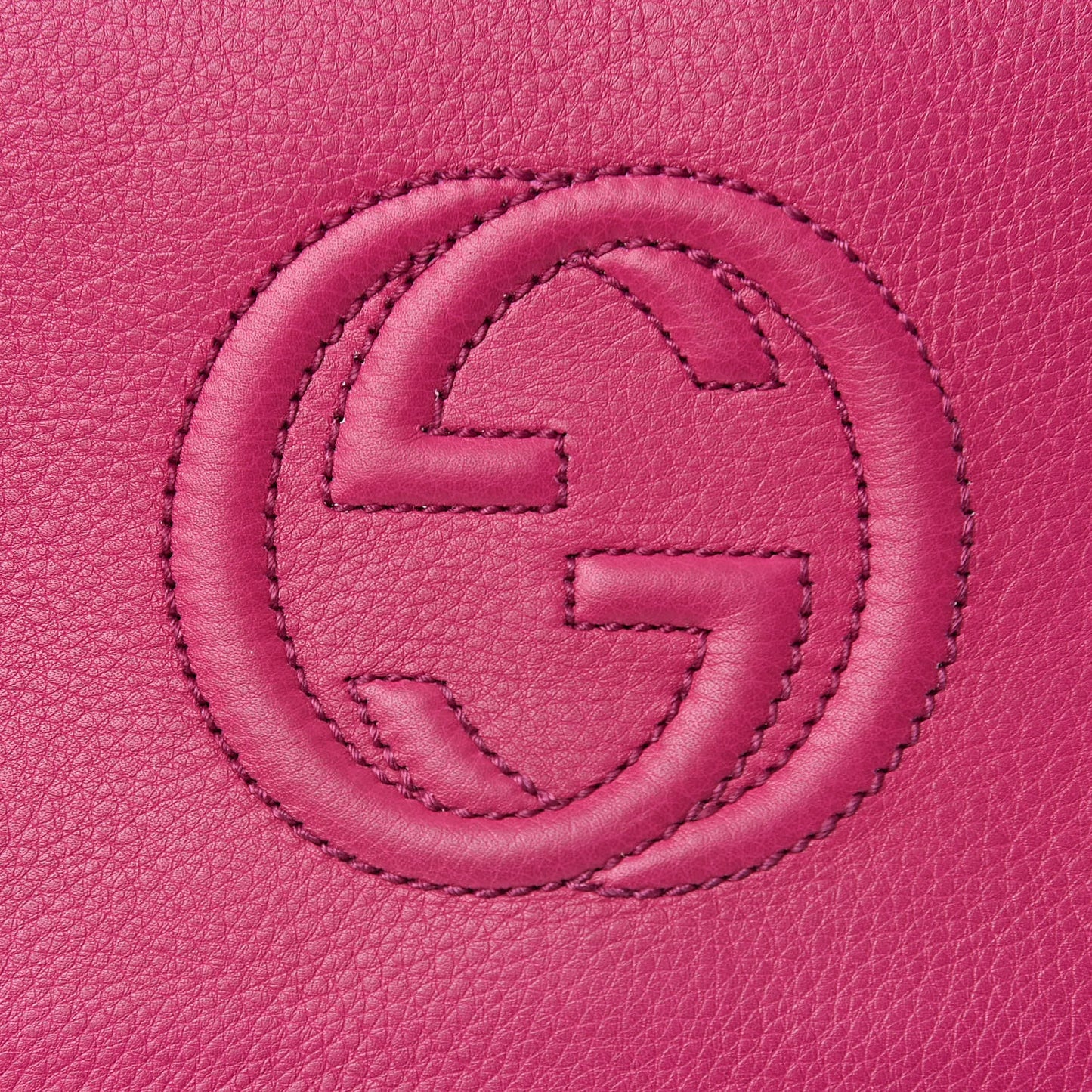 Pebbled Calfskin Medium Soho Clutch Fuchsia