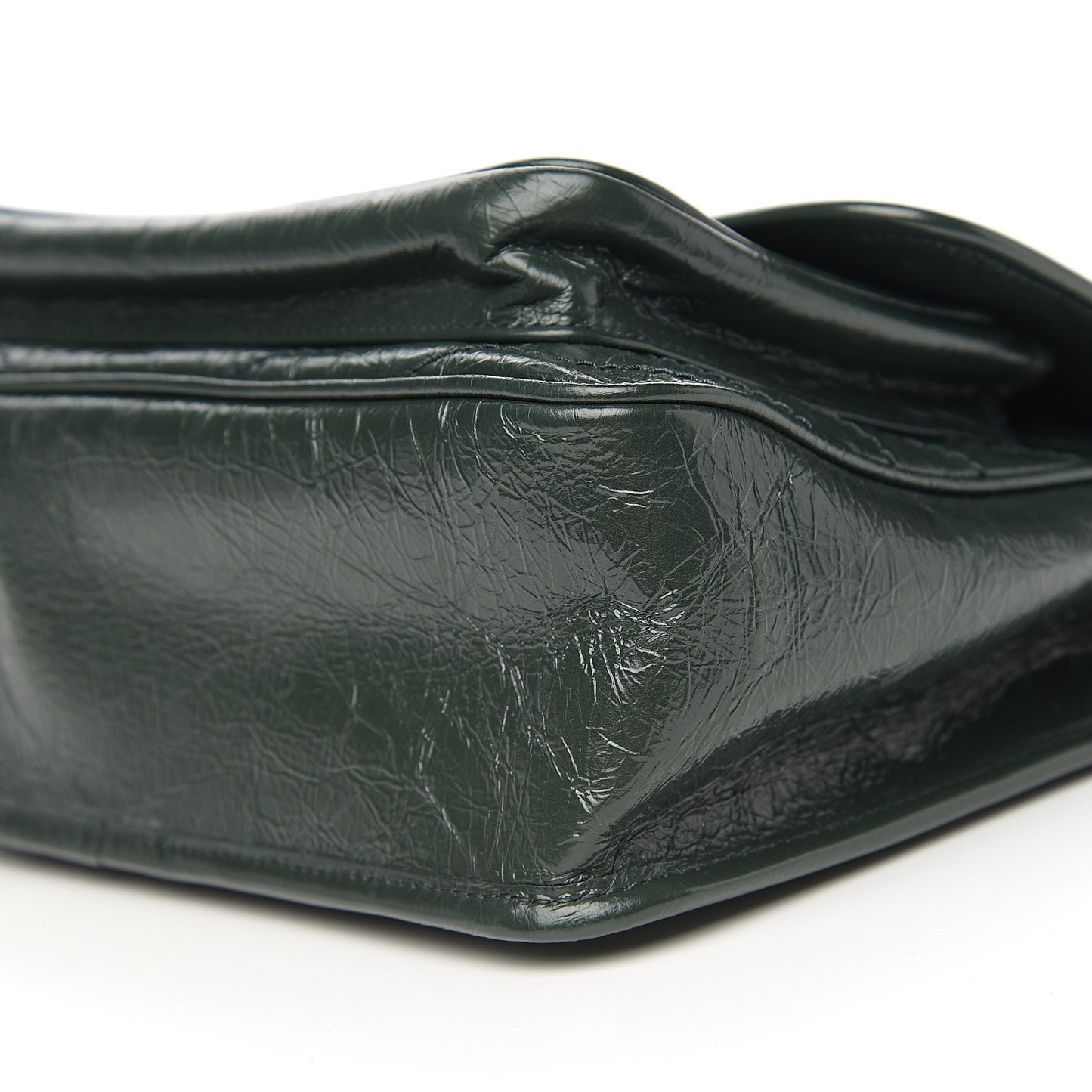 Crinkled Calfskin Matelasse Monogram Medium Niki Chain Satchel Military Olive