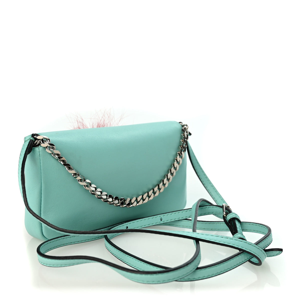 Fendi Nappa Rabbit Fox Fur Micro Buggie Baguette Tiffany 3 of 9