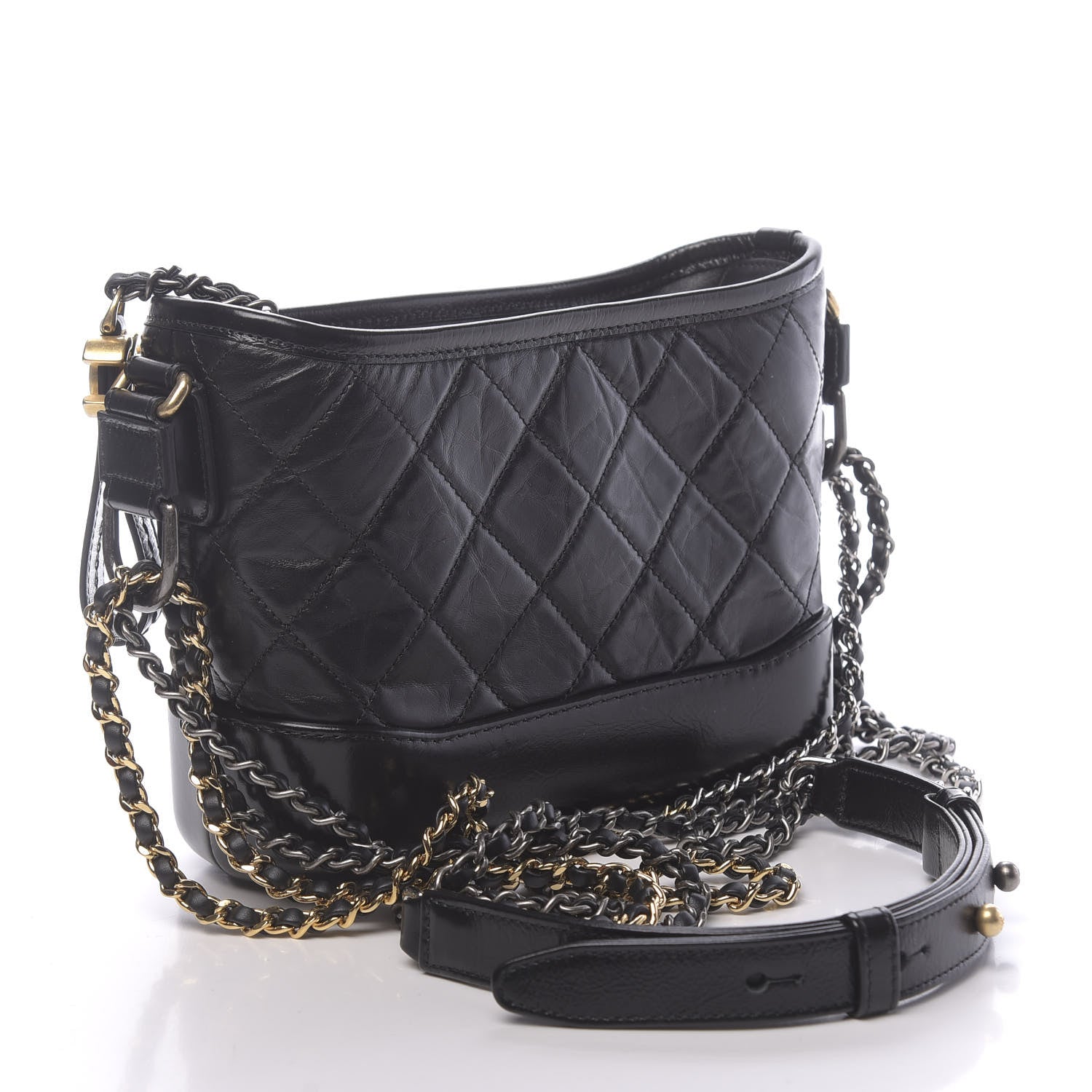 Chanel Aged Calfskin Quilted Small Gabrielle Hobo Black 3 of 11