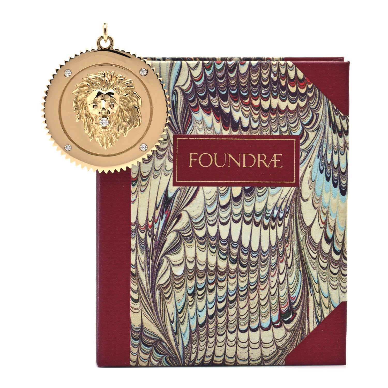 Foundrae 18K Yellow Gold Diamond Large Strength Medallion Pendant 3 of 3