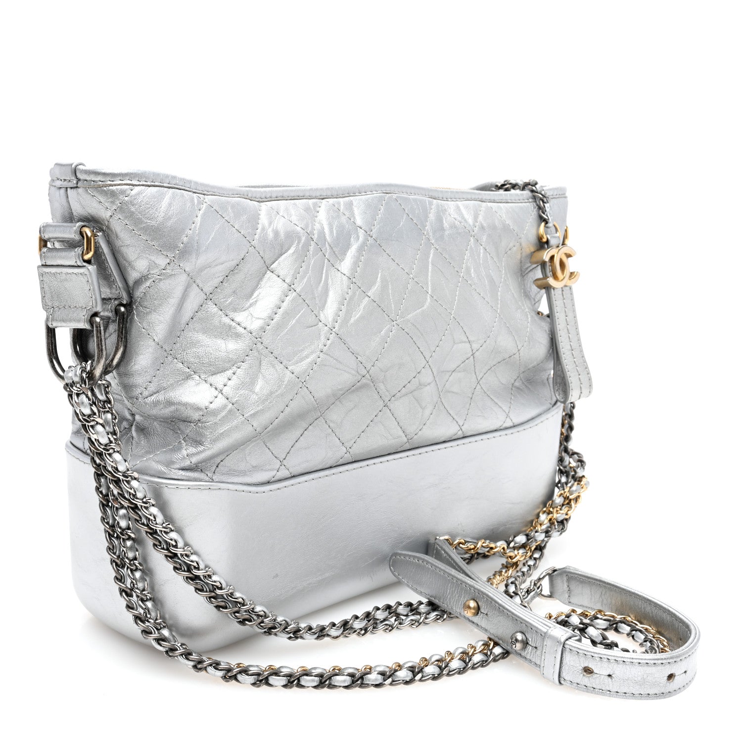 Chanel Metallic Aged Calfskin Quilted Medium Gabrielle Silver 3 of 10