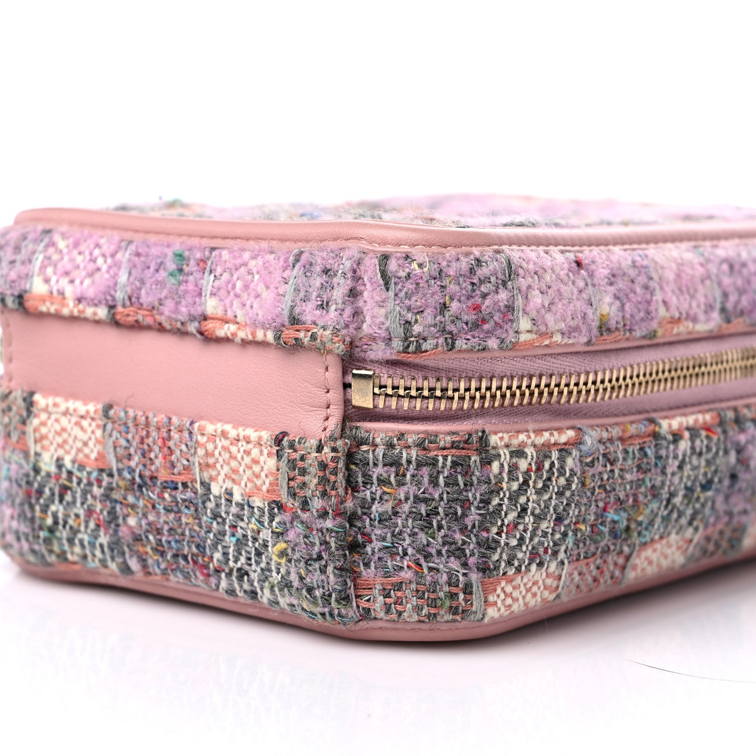 Chanel Tweed Quilted CC North South Filigree Vanity Case Pink 9 of 9