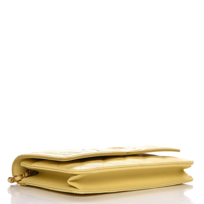 Chanel Caviar Quilted CC Filigree Wallet On Chain WOC Yellow 4 of 9