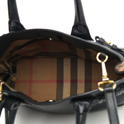 Burberry Calfskin House Check Small Banner Tote Black 5 of 20