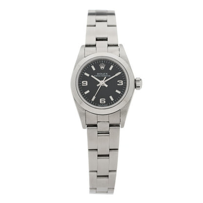 Rolex Stainless Steel 24mm Oyster Perpetual Watch Black 76080 1 of 4