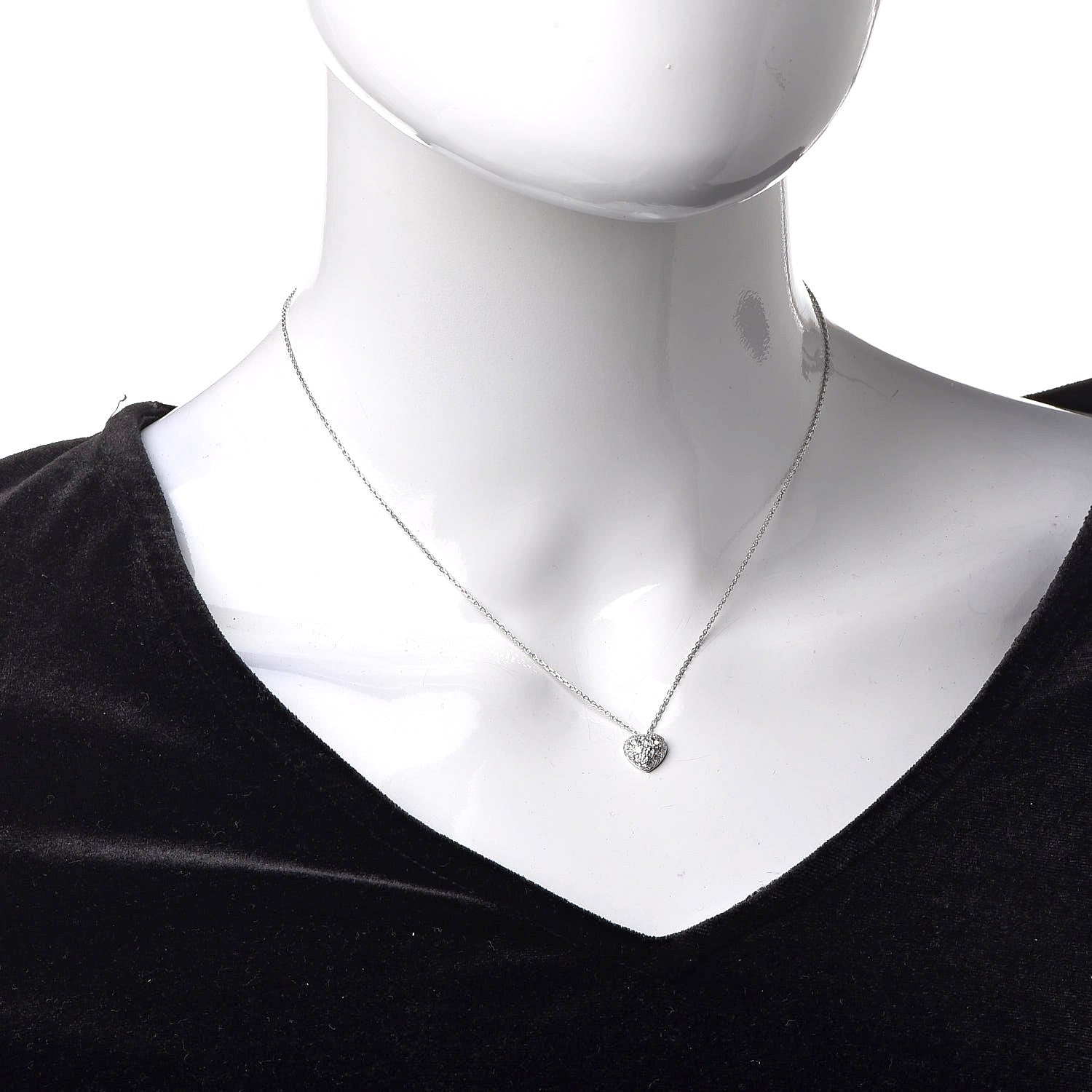 Cartier 18K White Gold Diamonds Bubble Heart Necklace 2 of 6
