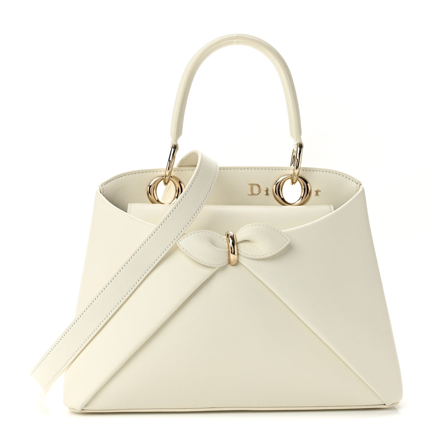 Shiny Smooth Calfskin Small Cigale Bag Latte