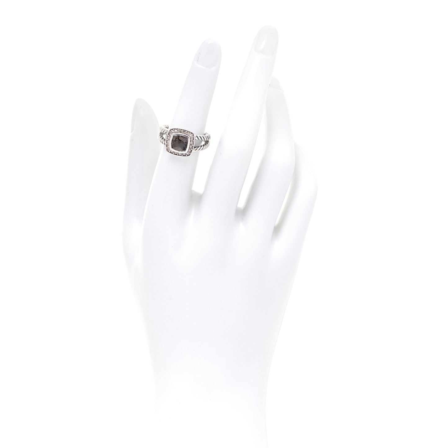 Sterling Silver Diamond Smoky Quartz 7mm Petite Albion Ring 51 5.75