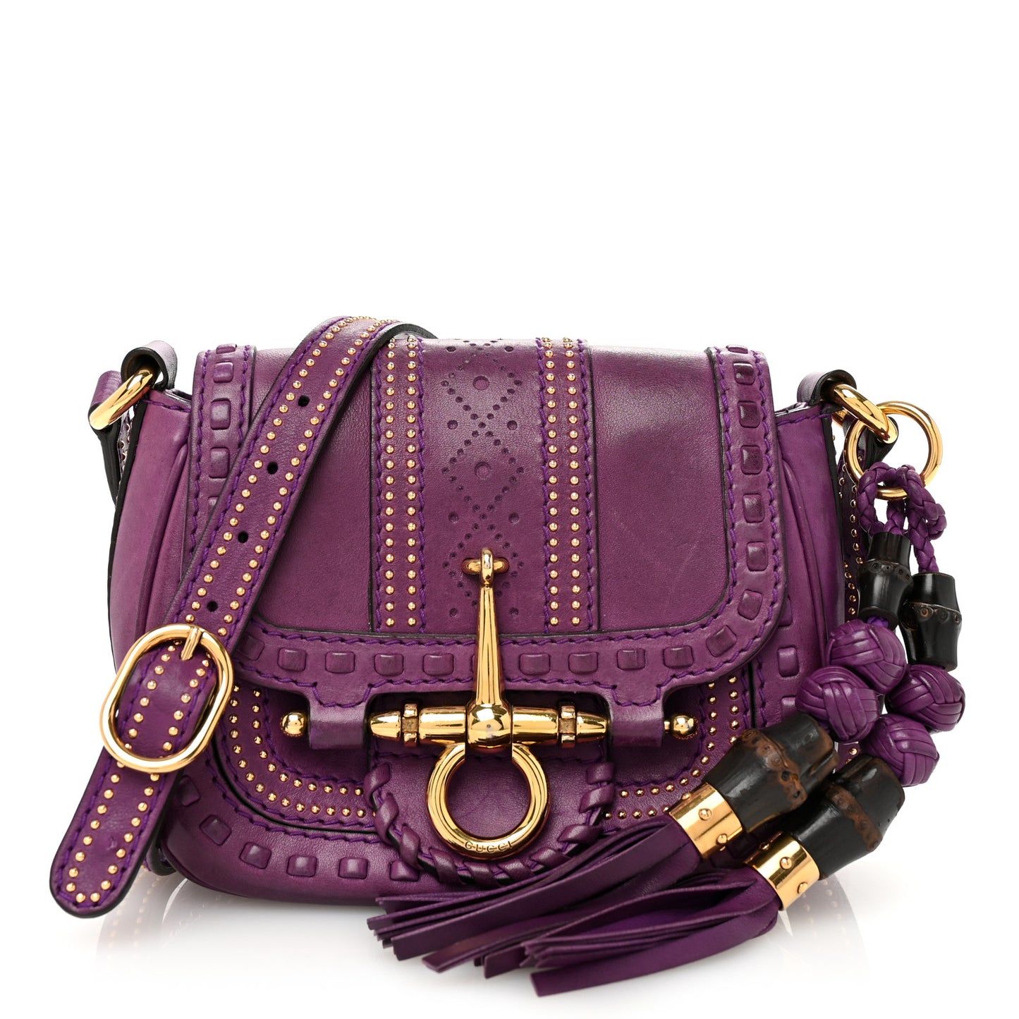 Calfskin Small Snaffle Bit Shoulder Bag Purple