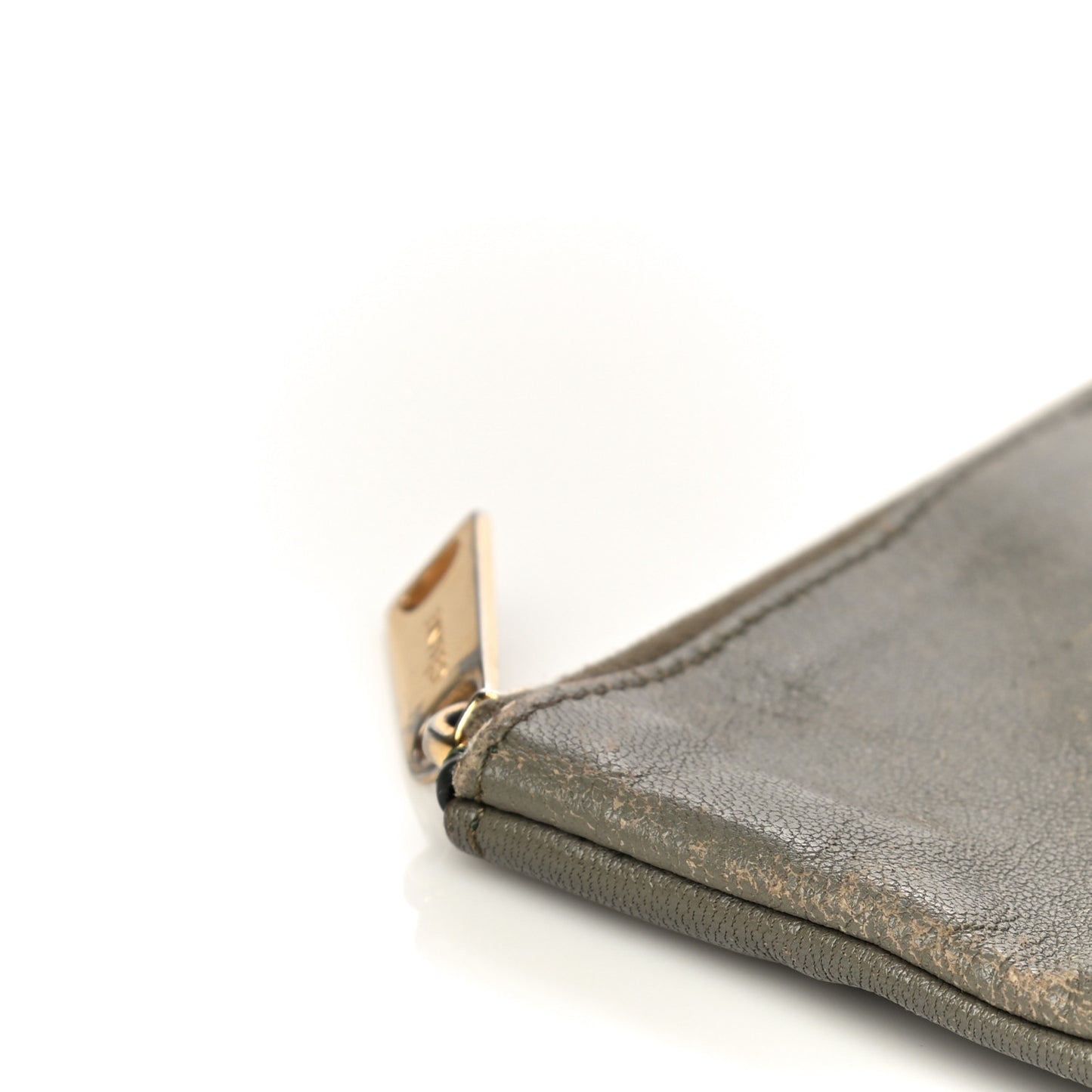 Smooth Lambskin Bi-Color Solo Clutch Pouch Army Green