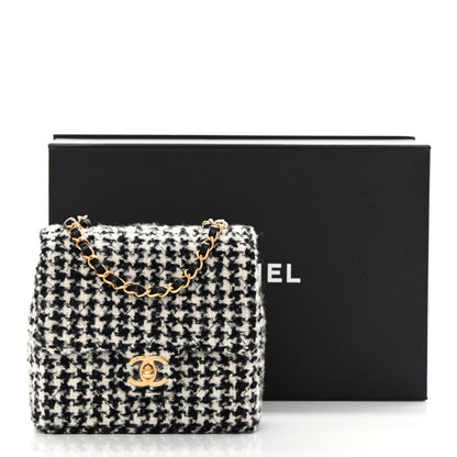 Chanel Tweed Houndstooth Quilted Mini Square Flap White Black 11 of 11