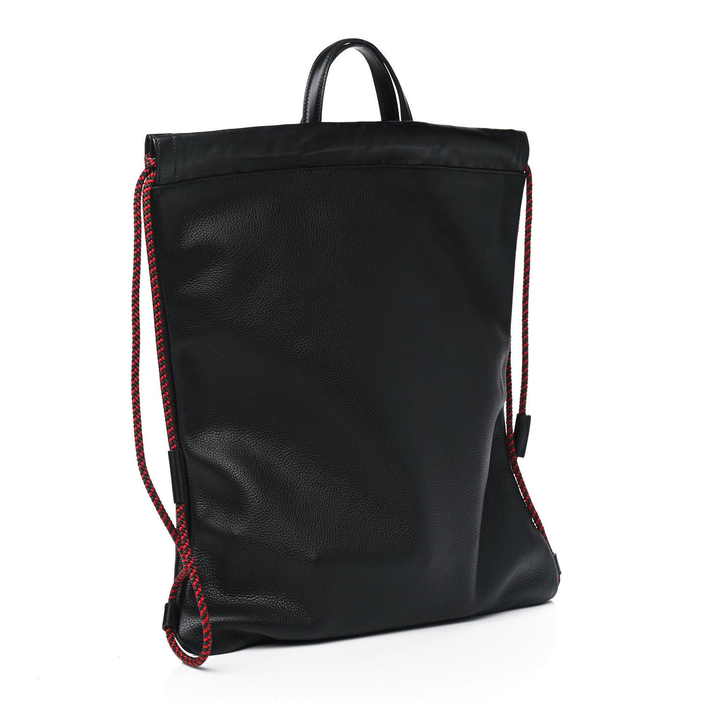 Calfskin Logo Drawstring Backpack Black