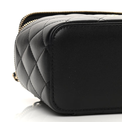 Chanel Lambskin Quilted Small Top Handle Vanity Case With Chain Black 10 of 12