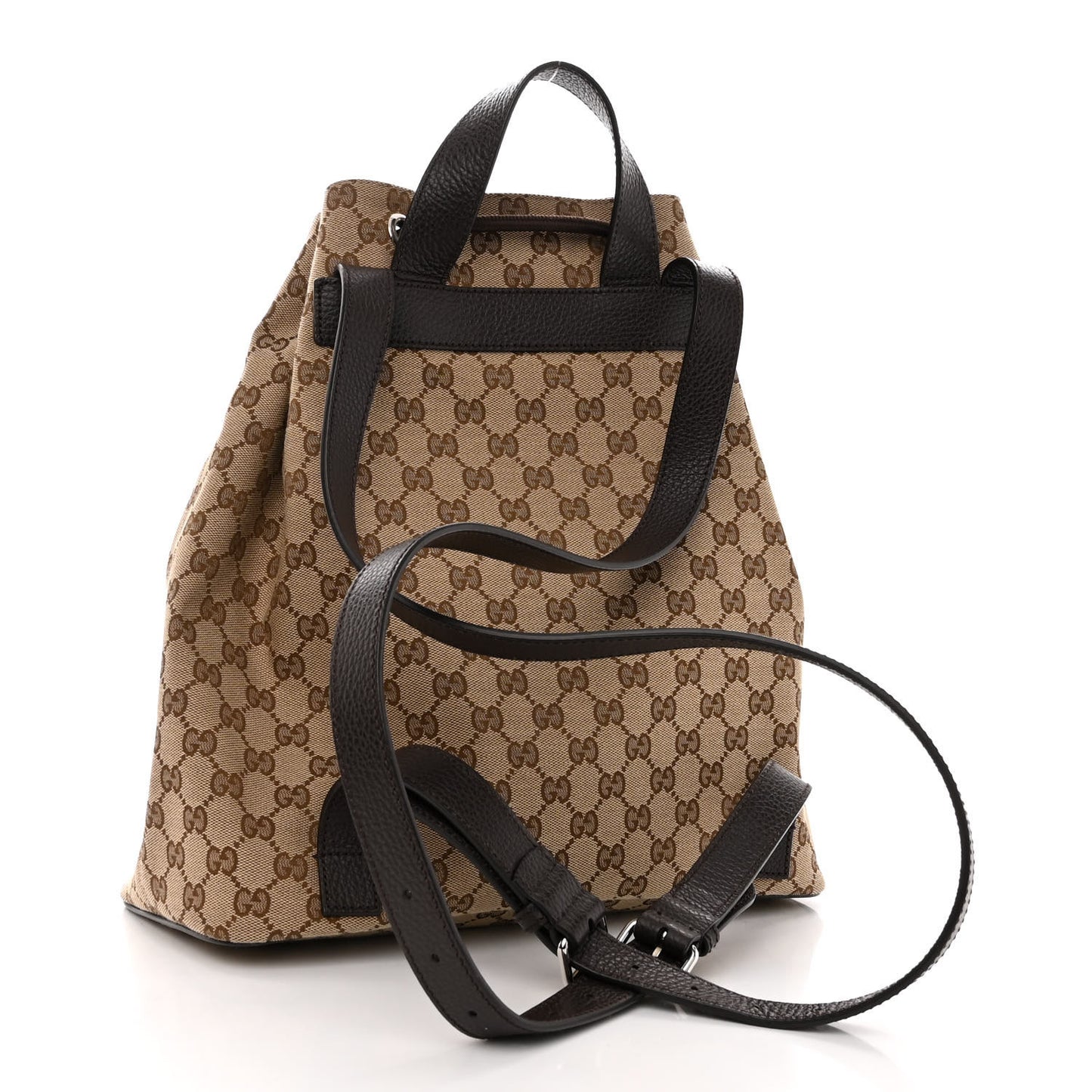 Monogram Dollar Calfskin O Drawstring Backpack Beige Ebony Testa di Moro Dark Chocolate